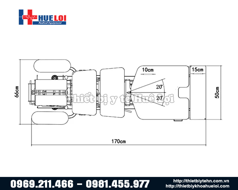 kích thước của giường nắn chỉnh cột sống el07b