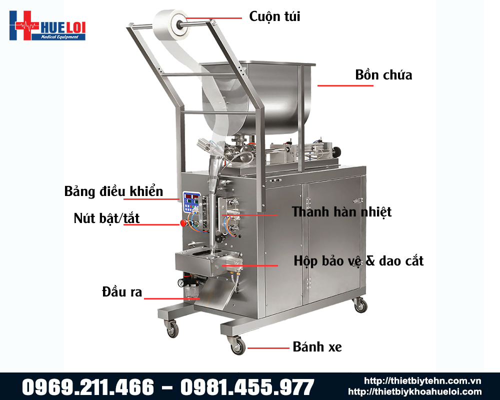 cấu tạo của máy đóng túi nước sốt có tạp chất