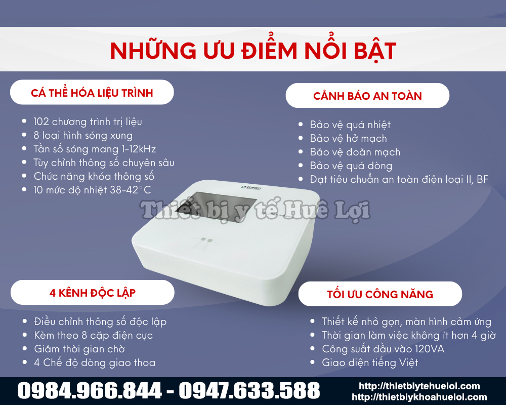 ưu điểm m&aacute;y điện xung trung tần 4 k&ecirc;nh