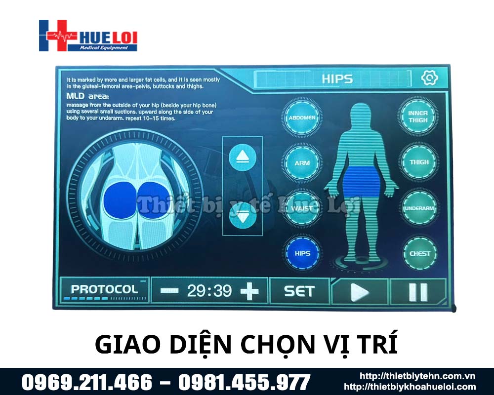 các vị trí điều trị của máy laser công suất thấp